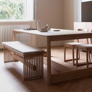 凳床尾凳 长凳实木餐桌长条凳复古板凳家用简约入户换鞋 物宅 日式