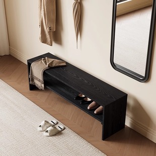 架入户穿鞋 凳家用进门双层长条凳鞋 凳简约柜 中古风实木换鞋 物宅