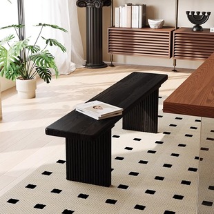 物宅 条凳家用床尾凳卧室床边长凳子 中古风长凳餐椅实木复古换鞋