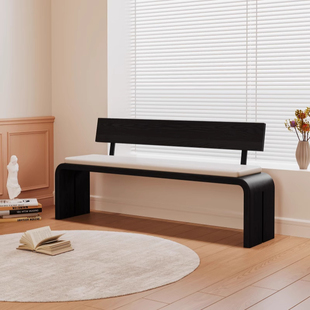 物宅 实木家用客厅餐桌凳长板椅凳进门椅卧室床尾凳长条凳带靠背