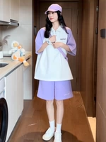 Спортивный костюм для школьников, шорты, комплект, воротник поло, в корейском стиле, короткий рукав, по фигуре