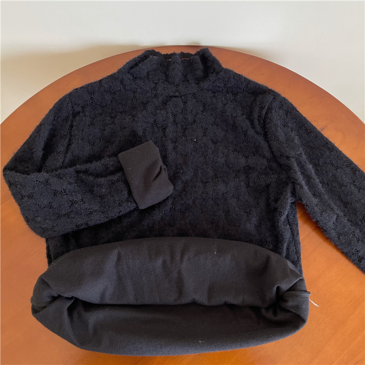 Real price real shot versatile lace bottom with long sleeve hollow out soft foreign style top