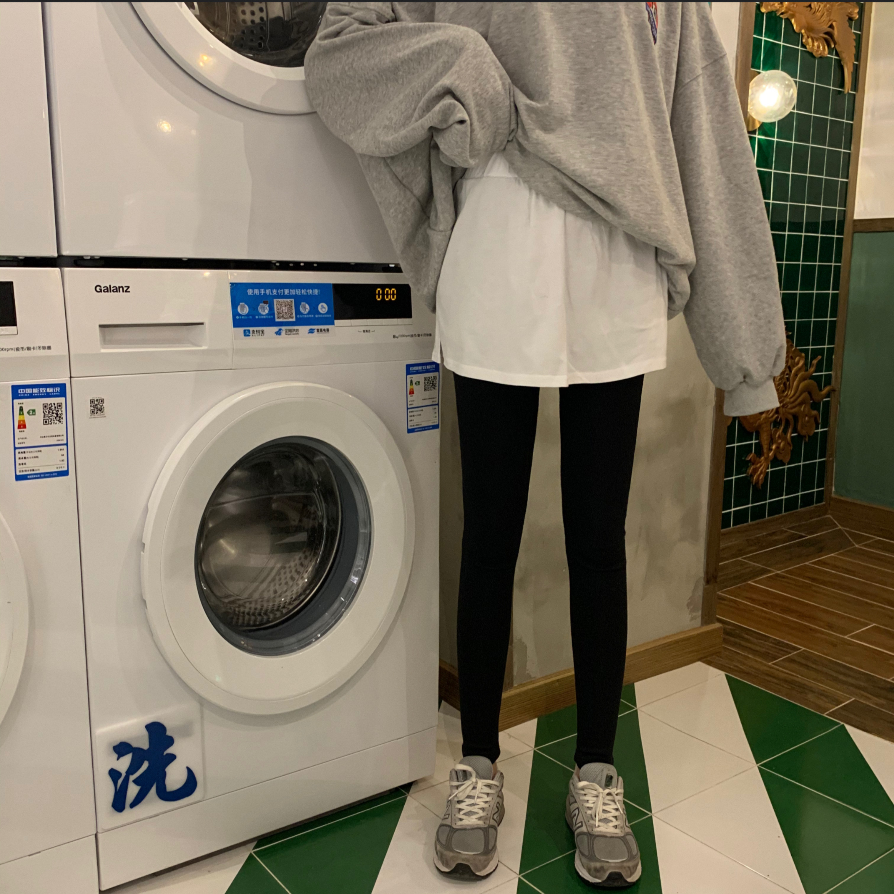 Real price real shooting autumn and winter Korean version fake two pieces of skinny pants with cashmere