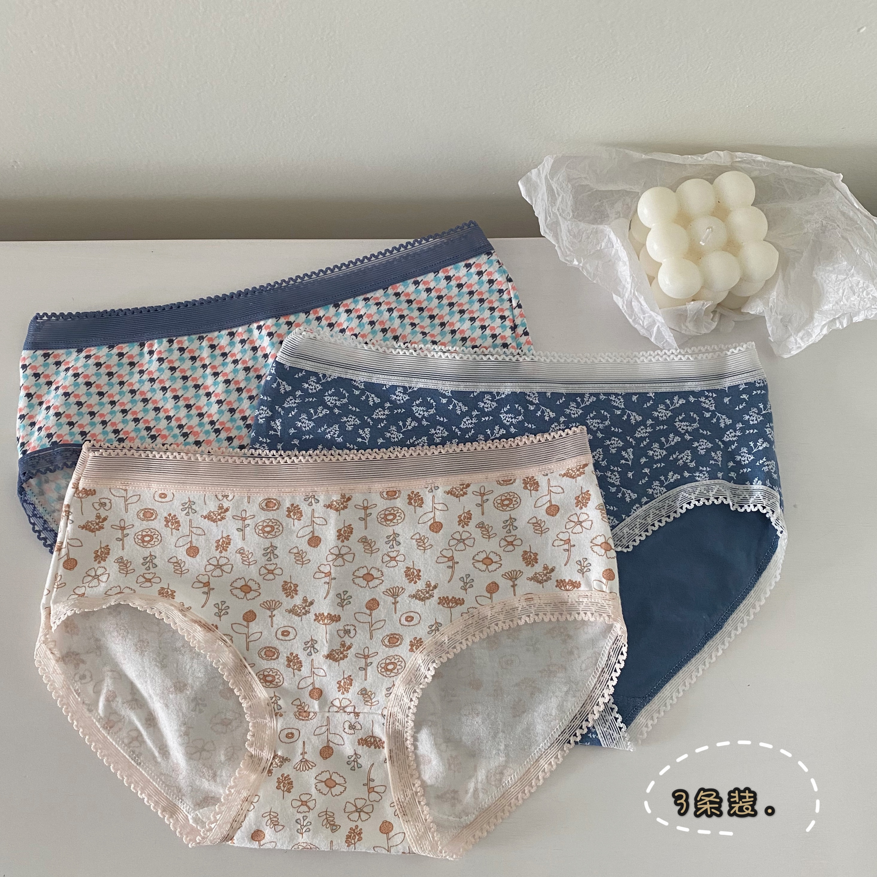 Real price real shot cute printing elastic lace side briefs girls comfortable underwear