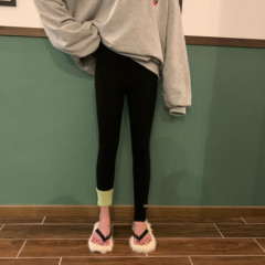 Real price real shot ~ avocado moisturizer autumn winter Plush pure color embroidered Leggings Leggings