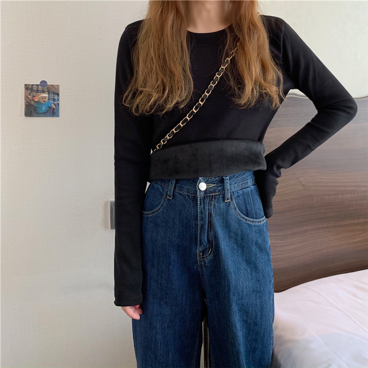 Genuine cashmere versatile T-shirt with solid base coat