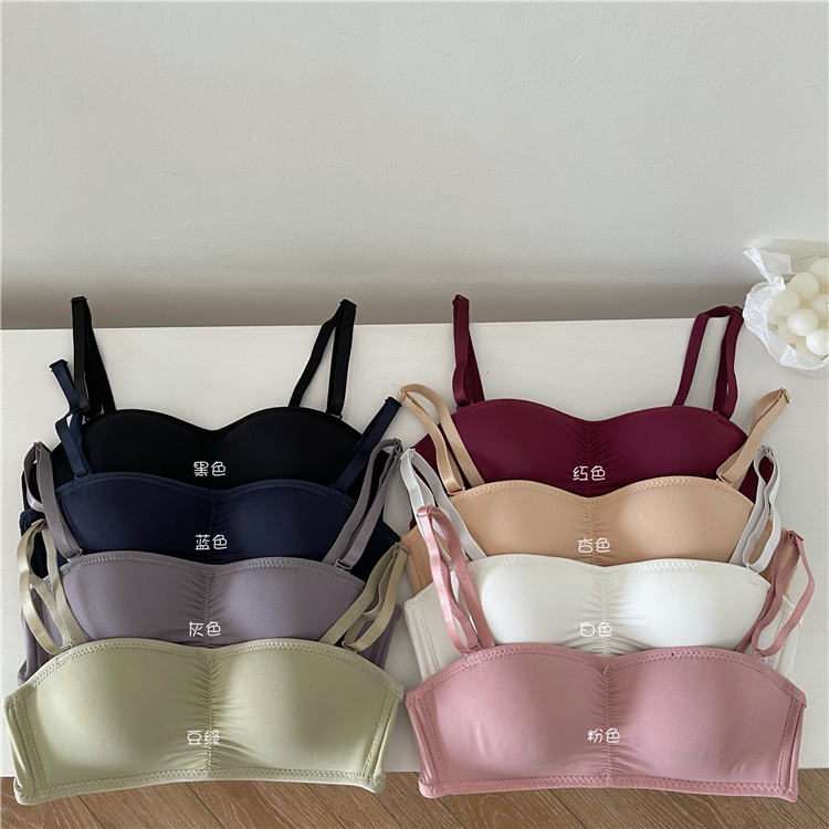 Real price new candy color traceless bra no steel ring gathered small bra underwear