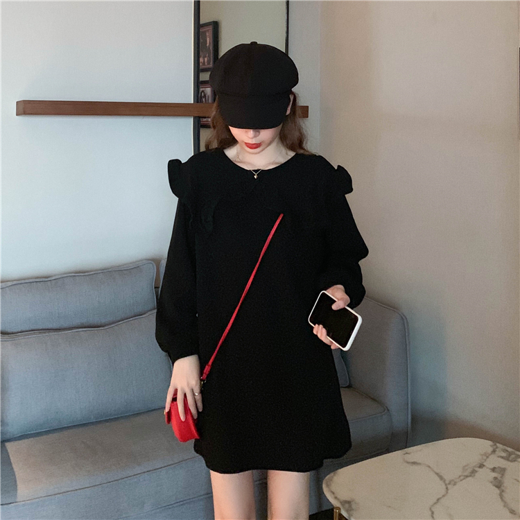 Real price real auction baby collar dress women's simple loose lazy style casual skirt Wei dress