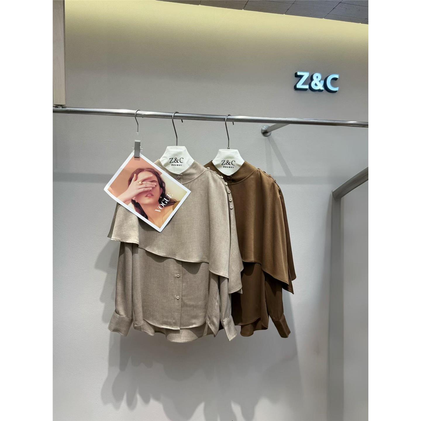 Z.C深圳南油2026秋季时尚斗篷披肩设计感立领长袖衬衫气质上衣女