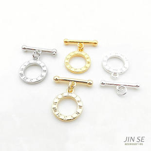 镀18K14K真金保色罗马数字时针圆环OT扣收尾搭扣diy手链项链配件