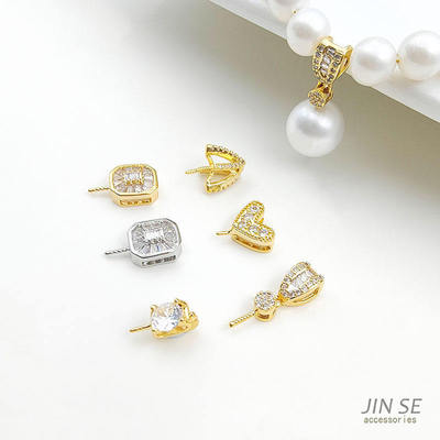 镶锆石几何吊坠珠托diy饰品配件