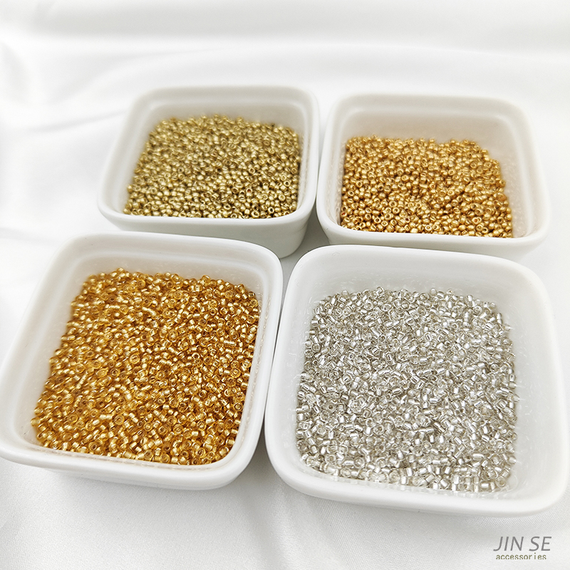 玻璃灌银米珠diy手工编织手项链