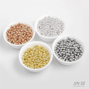 铜镀真金保色散珠圆珠金珠隔珠DIY手链项链串珠饰品材料配件