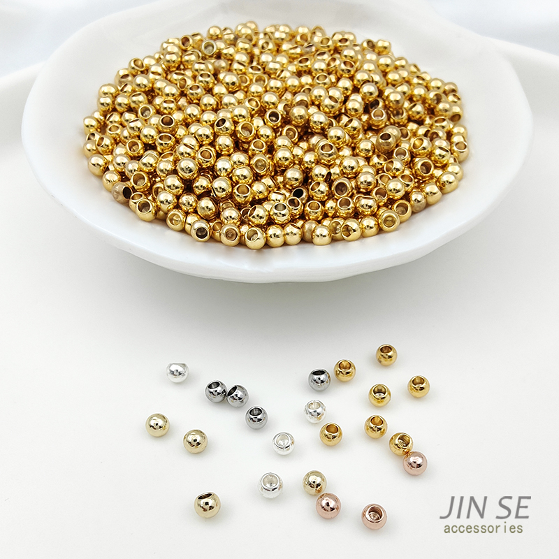 JINSE铜半孔光面圆珠镀真金保色