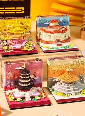 洛阳系列3D纸雕立体便签纸本建筑地标河南老君山丽景门北京可定制