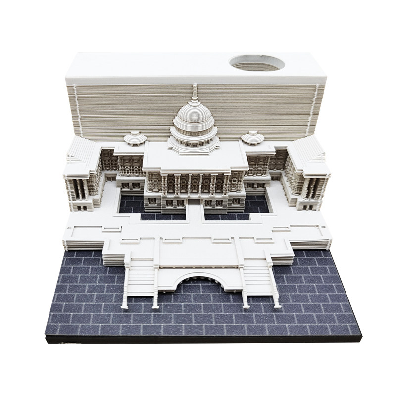 3D立体纸雕便签本手撕本美国白宫笔筒旅行纪念品送朋友生日礼物