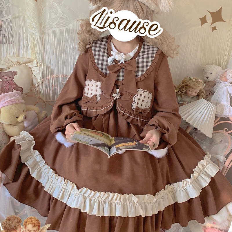 现货半糖猫丸原创lolita【饼干熊】春夏新款洛丽塔连衣裙套装外套_虎窝淘