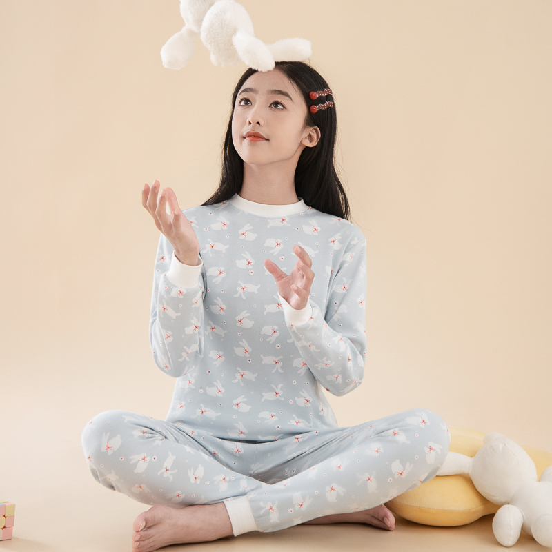 TZ978女童纯棉秋衣秋裤保暖内衣套装睡衣家居服两件套中领大童