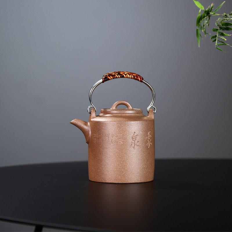 宜兴紫砂壶黄龙山青段原矿泥料自己囤积挑选本山段提梁洋桶刻绘