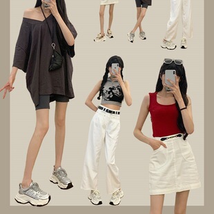 新款厚底老爹鞋子女爆款秋季薄款网面透气网鞋增高休闲运动鞋