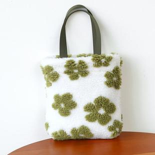 布奏毛绒毛毛包羊羔绒包包斜挎手提包小挎包白色秋冬毛绒包手提袋