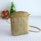 布奏草编手机包女斜挎小巧精致手机小挎包散步小包女包保护袋迷你