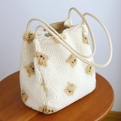 【微瑕疵不退换】布奏毛绒包包秋冬单肩包上班手拎包豹纹毛毛包女