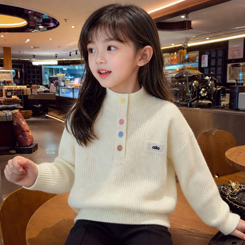 女童半高领针织衫毛衣秋装