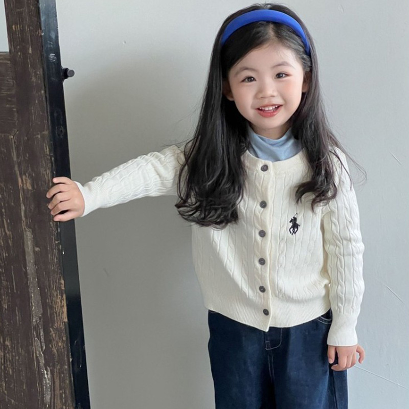 女童针织小开衫外套刺绣毛衣
