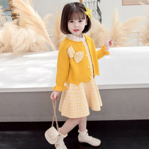 韩版女童两件套秋季套装连衣裙