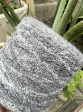 中粗段染羊驼毛圈圈纱 中高比例灰色系手编毛衣线 围巾 帽子线