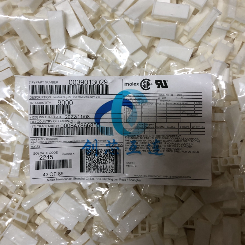 MOLEX连接器 39-01-3029 3901-3029 39013029 2pin 4.2mm间距胶壳