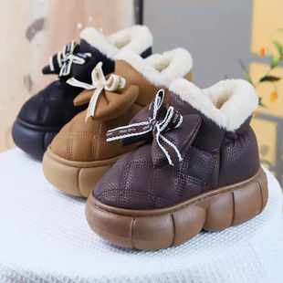 包跟加绒加厚防水棉拖鞋厚底女高跟保暖拖鞋外穿增高轻便防滑棉鞋