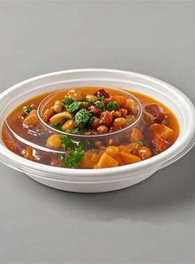 Y350Y450圆形美式餐盒外卖打包盒小碗菜塑料盒PP可加热一次性餐盒