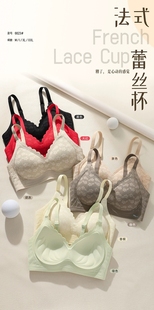 6623法式蕾丝全固定杯聚拢无痕女士睡眠文胸内衣大胸显小运动胸罩