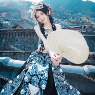 苗族服装女少数民族苗疆少女苗寨旅拍写真表演出服夏款广西三月三