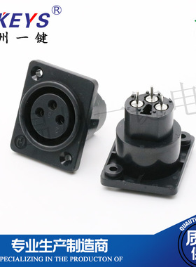 CT3-08HF卡侬母座3芯XLR卡龙面板插座麦克风3针插座调音台插座