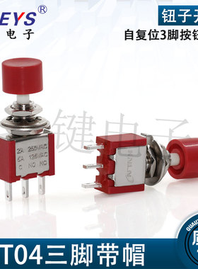 小红帽圆形钮子开关 PS102点动自复位按钮连接器3脚DS-612-T004