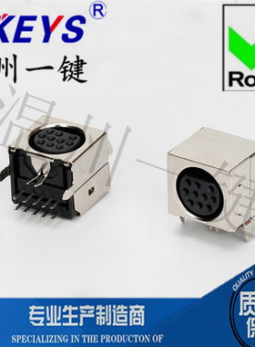 MDC-10-19方形大键盘插头 DIN插座 S端子全包  10针 十芯接口 母