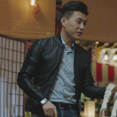 2025春秋新款 帅气上衣服夹克男士 韩版 拼接修身 外套潮 短款 靳东同款