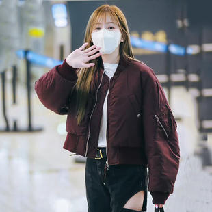 王心凌同款衣服2025秋冬新款韩版短款棒球服飞行夹克棉服外套女