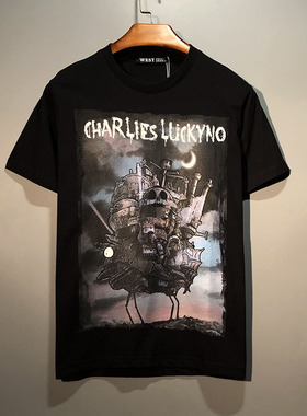 暗黑系列移动机械城堡潮牌宽松帅超火cec短袖t恤男女学生情侣夏季