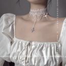 仙女蕾丝白色十字架洛丽塔流苏choker项圈锁骨链女颈带颈饰项链