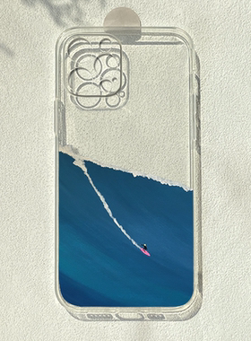 冲浪艺术适用苹果16promax/15红米note12pro小米14华为p70/nova11荣耀100/200潮vivoiqoo12一加11透明手机壳