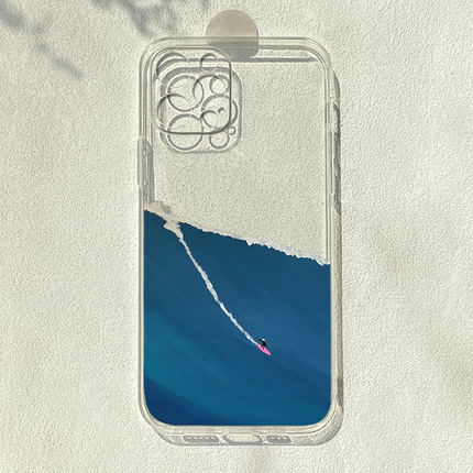 冲浪艺术适用苹果16promax/15红米note12pro小米14华为p70/nova11荣耀100/200潮vivoiqoo12一加11透明手机壳