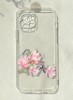 复古花朵适用苹果15/14华为小米11OPPO荣耀90vivos10一加8透明手机壳