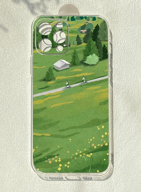 乡间油画适用iPhone15promax手机壳苹果13mini艺术12文艺xsmax透明7/8plus防摔se3软p60pro荣耀90一加11清新x