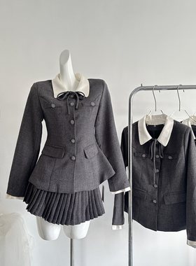 小诺本人千金小香风外套质感修身上衣韩系百褶裙初秋套装女261669