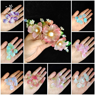 20片价 琉璃赤芍花瓣 古风手工DIY头饰品发簪配件 新款 21*18mm