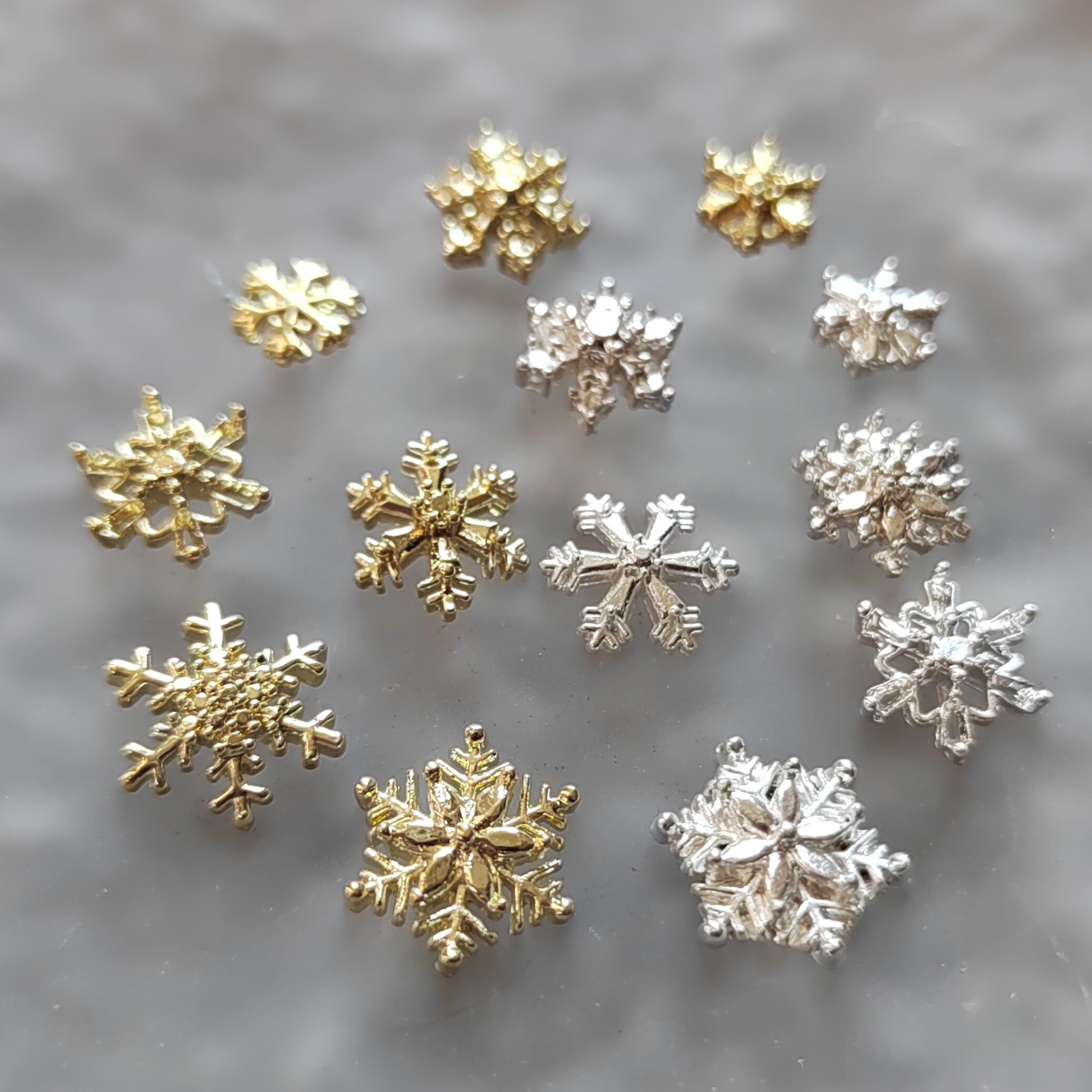 合金迷你雪花手工diy头饰品发簪美甲手链串珠材料配件